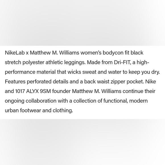 Women's Nike X Matthew M. Williams Leggings. Black Sz XXS. NEW. - Picture 8 of 11
